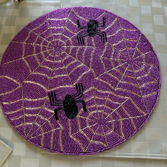 Other - Spooky Halloween Beaded Round  Purple Placemat Decor